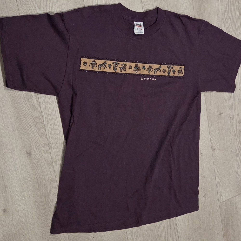 Vintage '00 Anvil Arizona Men's Purple Graphic T-Shirt